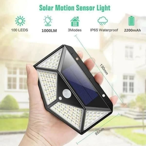 EXTERIÖR PROJEKTOR 2-pack utomhus solcellslampa - 100 LED-belysning Rörelsesensor Vägglampa