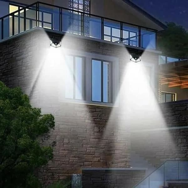 EXTERIÖR PROJEKTOR 2-pack utomhus solcellslampa - 100 LED-belysning Rörelsesensor Vägglampa