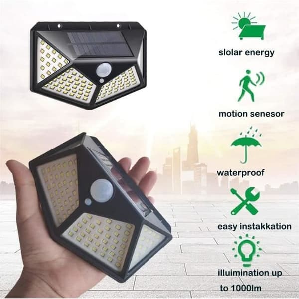 Utomhussollampa, 100 LED Lere Solar Exteriör Vattentät utomhusbelysning med rörelsesensor Säkerhetslampa135