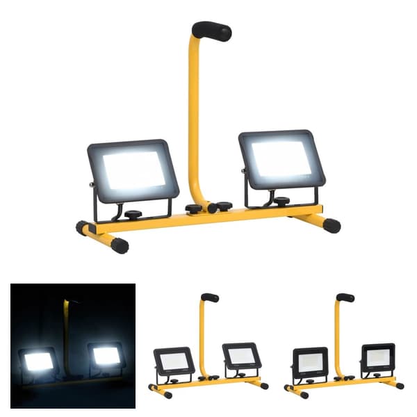 The Living Store LED-projektør med håndtag 2x30 W kold hvid -  Projektør- & spotlamper