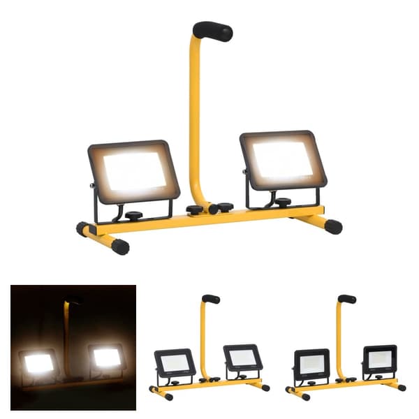 The Living Store LED-valonheitin kahvalla 2x30 W lämmin valkoinen - Valonheittimet & kohdevalaisimet