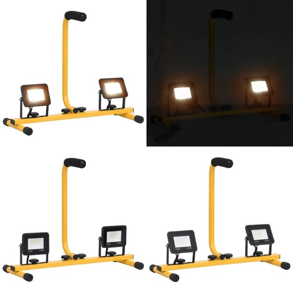 Strålkastare med handtag 2 x 10 W LED varmvit - LED-strålkastare - LED Utomhusstrålkastare - Home & Living