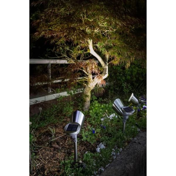 Solcellsdriven spotlight i borstat rostfritt stål - GALIX - 0,29W - 30 Lumen - 8 timmars belysning