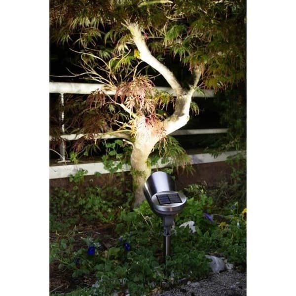 Solcellsdriven spotlight i borstat rostfritt stål - GALIX - 0,29W - 30 Lumen - 8 timmars belysning