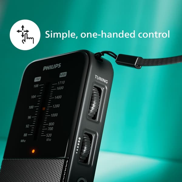 Philips Batteri-driven fick-radio med högtalare Analog FM/MW tuner