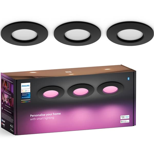 Philips Hue Slim Downlight S 90mm 3-pack - Svart Svart