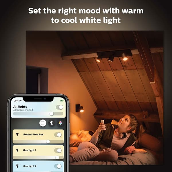 Philips Hue Runner White Ambiance 3 spot 1200 lm - Svart