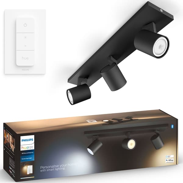 Philips Hue Runner White Ambiance 3 spot 1200 lm - Svart