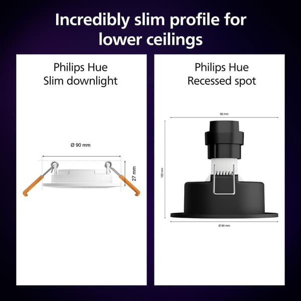 Philips Hue Slim Downlight S 90mm 3-pack - Vit