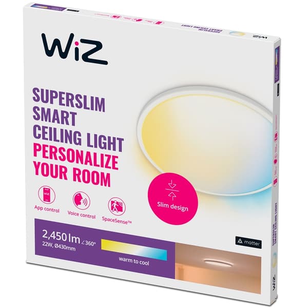 Wiz WiFi SuperSlim Plafond Ø430 22W 2450lm Varm-kallvit