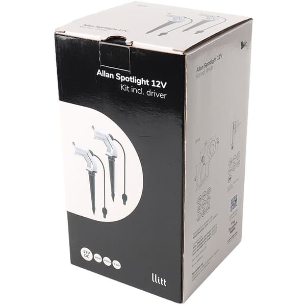 Allan Spotlight kit 2-pack inkl strömadapter 12V 3000K 10lm IP67