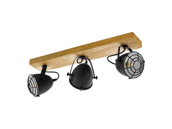 EGLO GATEBECK SPOTSKINNE 3XE14 TRÆ/SORT FSC