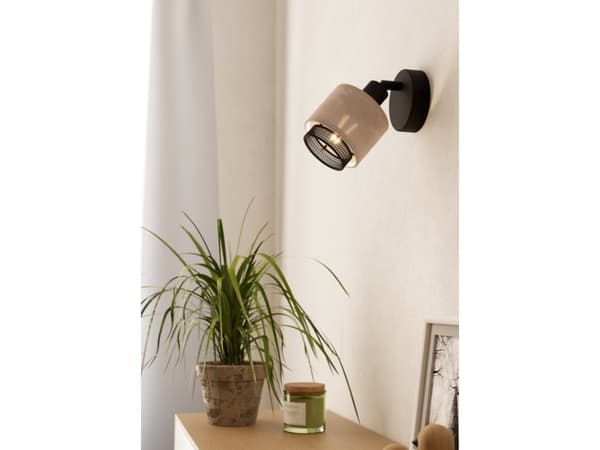 Spot light EGLO ROSLEY, 1 x E27, max 40 W, black/natural linen, 11x9x18.5cm