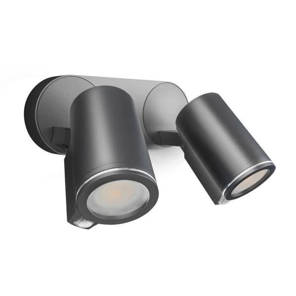 LED utomhusstrålkastare med STEINEL Spot DUO Sensor 2x7W 3000K IP44 GU10 - Antracit Svart