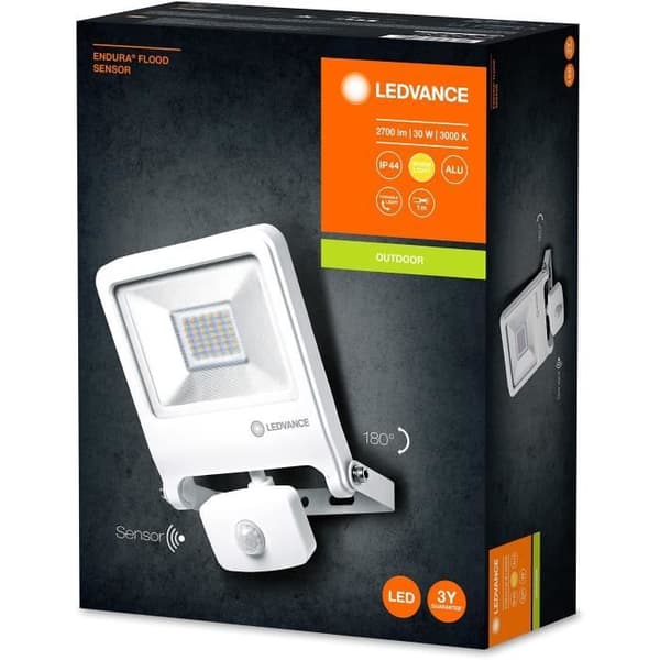 Utomhus LED-projektor - LEDVANCE - Endura Flood 30W - Närvarodetektor - Vit