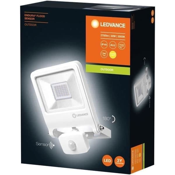 Utomhus LED-projektor - LEDVANCE - Endura Flood 30W - Närvarodetektor - Vit