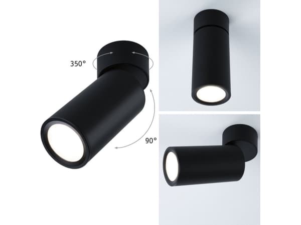Paulmann taklampe TURNAL COIN LED taklampe 3-TRINN DIM 6W 470lm 2700K 230V svart