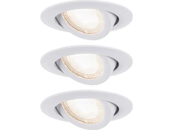 Paulmann taklampe 3 innebygde LED 3x4,8W 70 grader tiltbar 450lm 3000K 230V hvit / plast