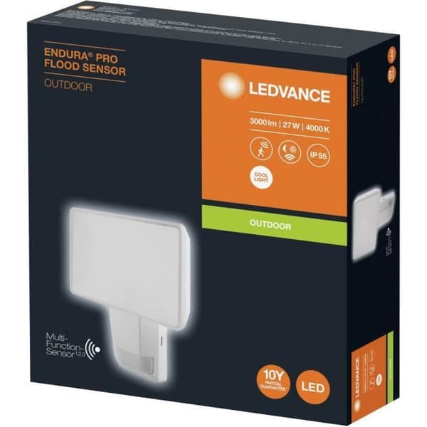 LED-strålkastare utomhus - LEDVANCE - ENDURA PRO FLOOD SENSOR - Cool vit - Rörelsedetektor - 27W