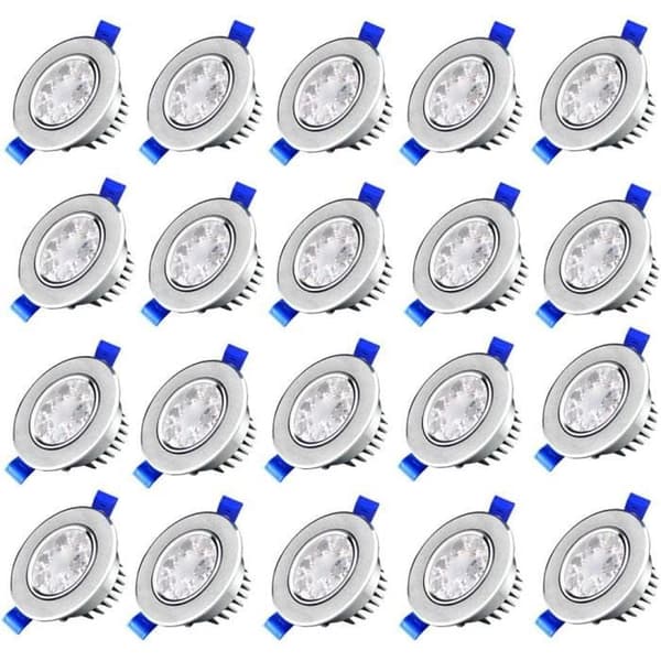 LARS360 20-pack 3W LED-infällda spotlights, aluminium, för badrum, kök, vardagsrum och sovrum, varmvit