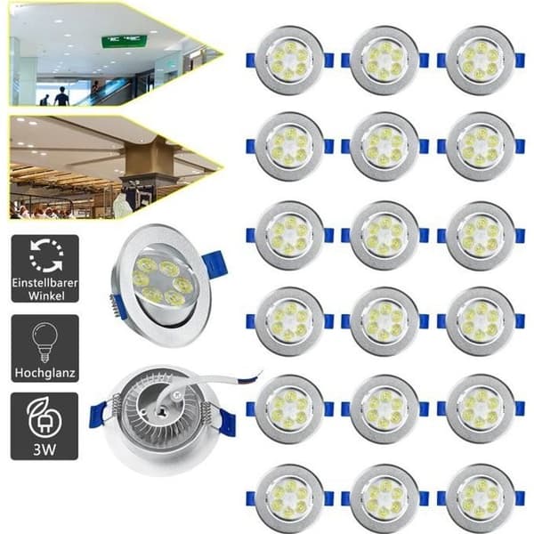 SPOTLINJE - LARS360 - 20-pack - 3 W - Aluminium - Kall vit - Inbyggd
