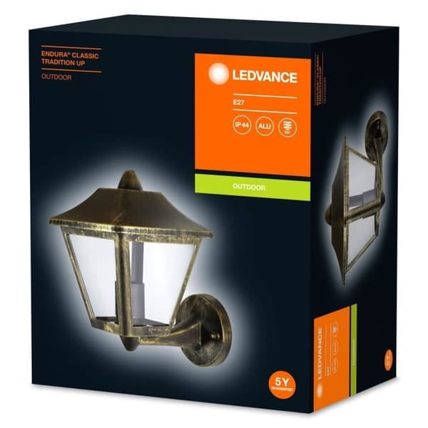 ENDURA CLASSIC TRADITION UP Vägglampa utomhus Alu E27 - svart / guld