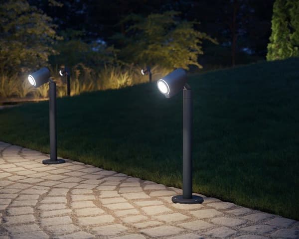 Steinel - 068677 - Spot Way utomhus LED-pollare, GU10, Justerbar 90, Stolpe för trädgård och terrass, 6,7 W, 512 lm