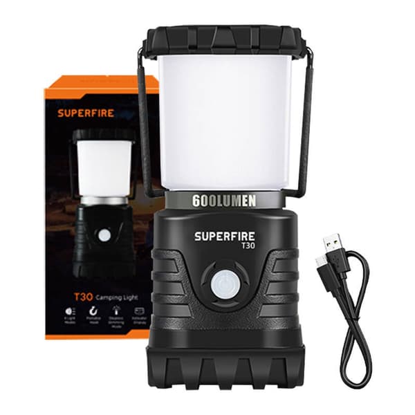Retkeilyvalaisin Superfire T30, 600lm, USB
