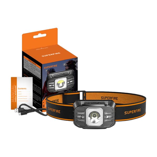 Forlygte Superfire HL75-X, 220lm, USB