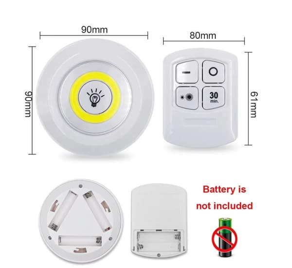 3-Pack LED Spotlights med fjärrkontroll batteridriven
