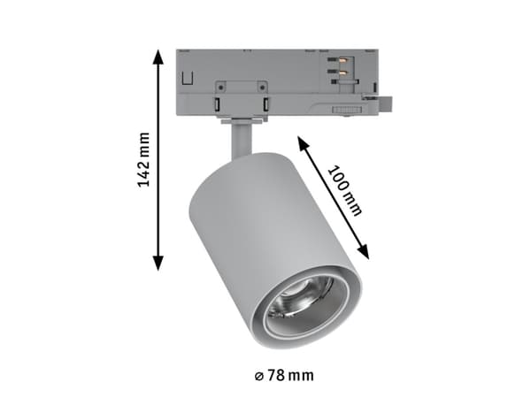 Paulmann Kratos, Spotlight på skinne, 1 ampuller, LED, 28 W, 4000 K, Sølv
