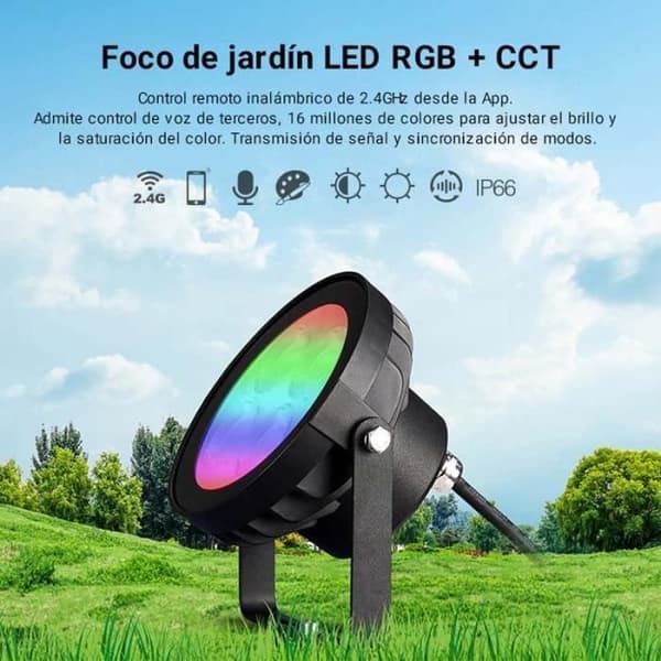 RGB+CCT trädgårds LED-projektor 18W - MiBoxer - FUTC09 - RF/WiFi-kontroll - IP66