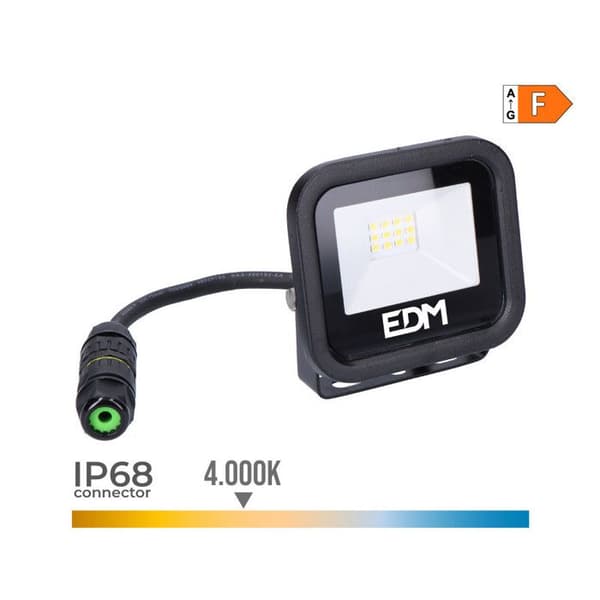 LED strålkastare 10W 800lm 4000K dagsljus svart - EDM Blackseries