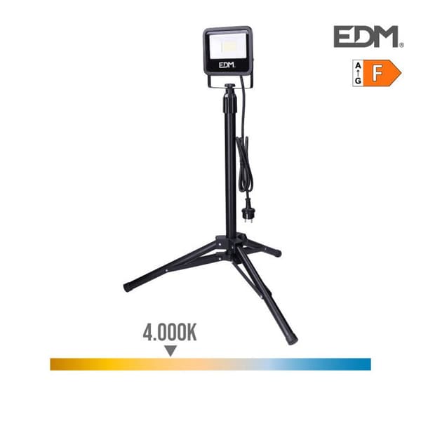 LED spotlight med stativ 30W 2370lm 4000K dagsljus - EDM - Svart serie