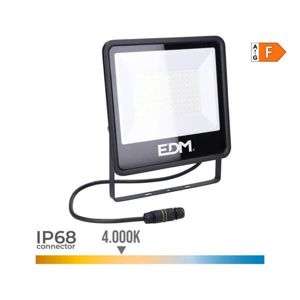 LED strålkastare - edm - 100W - 8200lm - 4000K - Svart