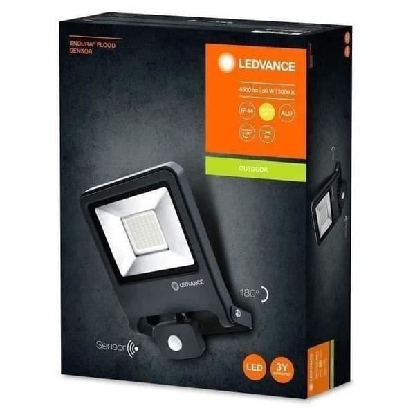 LED-strålkastare utomhus - LEDVANCE - Endura Flood 50W - Närvarodetektor - Mörkgrå