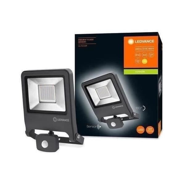 LED-strålkastare utomhus - LEDVANCE - Endura Flood 50W - Närvarodetektor - Mörkgrå