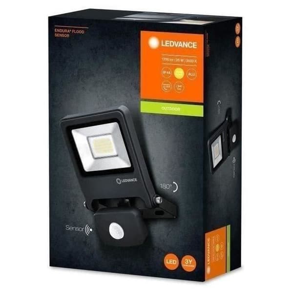 LED-strålkastare utomhus - LEDVANCE - Endura Flood 20W - Mörkgrå - Rörelsedetektor - 3000K