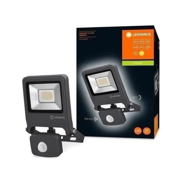 LED-strålkastare utomhus - LEDVANCE - Endura Flood 20W - Mörkgrå - Rörelsedetektor - 3000K
