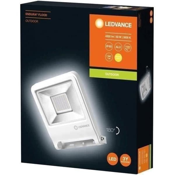 LED utomhusstrålkastare - LEDVANCE - 50 W - 4000 lm - IP65 - Aluminium - Vit Vit