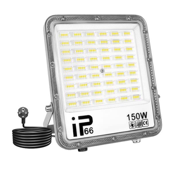 LED Flomlys, IP66 Vandtæt, Energi Effektiv Belysning,1x150W, Natur Hvid (3500-5500K), EU-stik