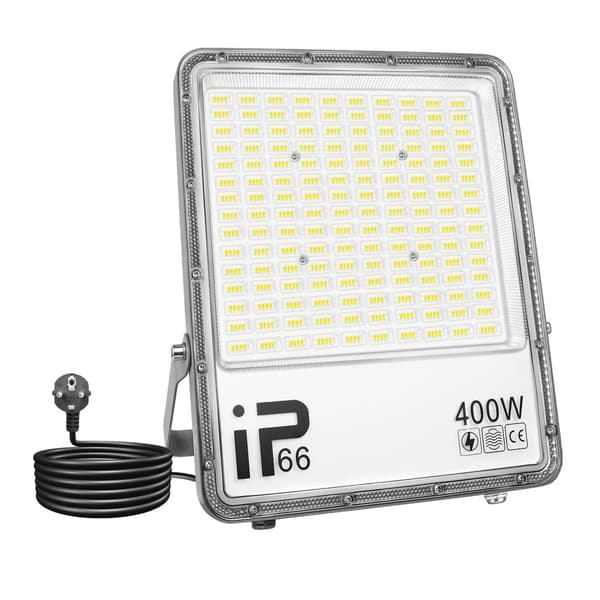 LED Flomlys, IP66 Vandtæt, Energi Effektiv Belysning,1x400W, Natur Hvid (3500-5500K), EU-stik