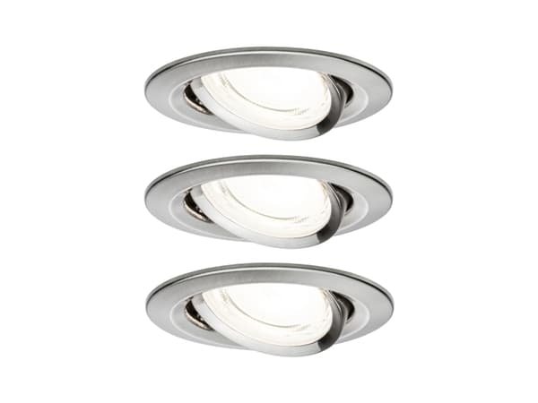 Paulmann Nova Coin, Innsunket spotlight, 3 ampuller, LED, 505 lm, 230 V, Børstet jern