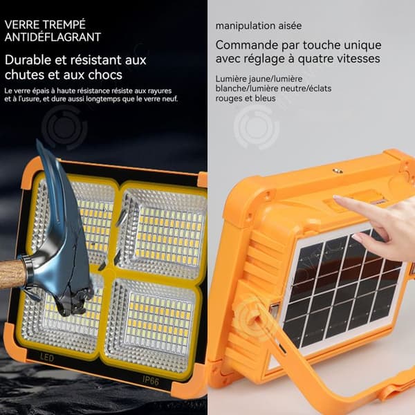 INN LED-strålkastare IP66 3000W superstark solstrålkastare med 4 ljuslägen och USB-solenergi två strömförsörjningsmetoder