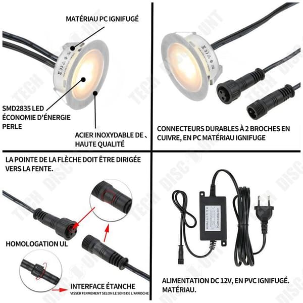 TD Infälld LED-spotlight 6 st 55mm 1,5W/st vattentät IP67 dimbar infälld LED-spotlight för träterrasstak 2800K varmvit