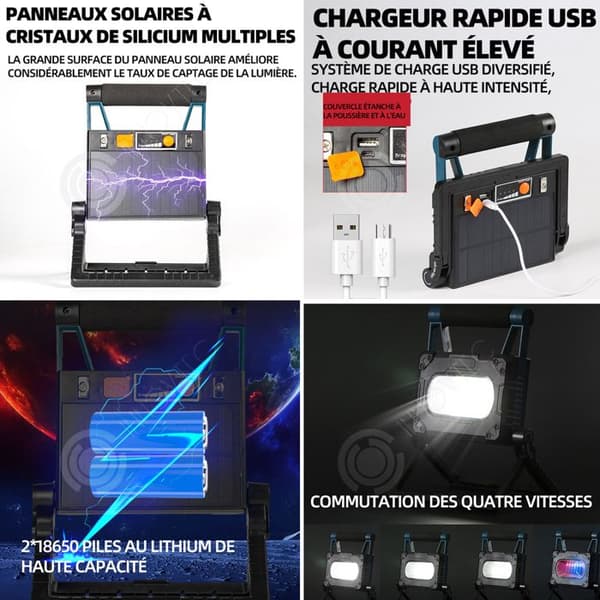 INN LED strålkastare 4.2V IP65 Vattentät utomhus LED strålkastare 1000LM Superbright utomhus strålkastare 4 lägen för gårdsgarage Stadier Trädgård