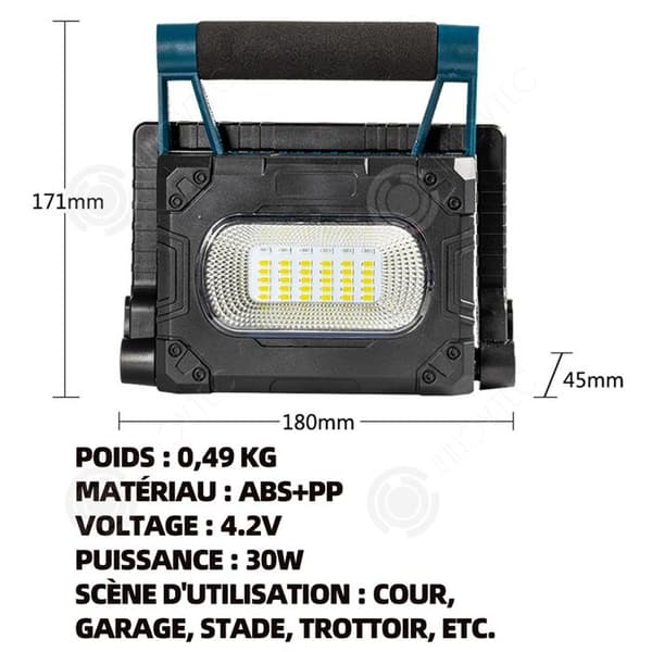 INN LED strålkastare 4.2V IP65 Vattentät utomhus LED strålkastare 1000LM Superbright utomhus strålkastare 4 lägen för gårdsgarage Stadier Trädgård