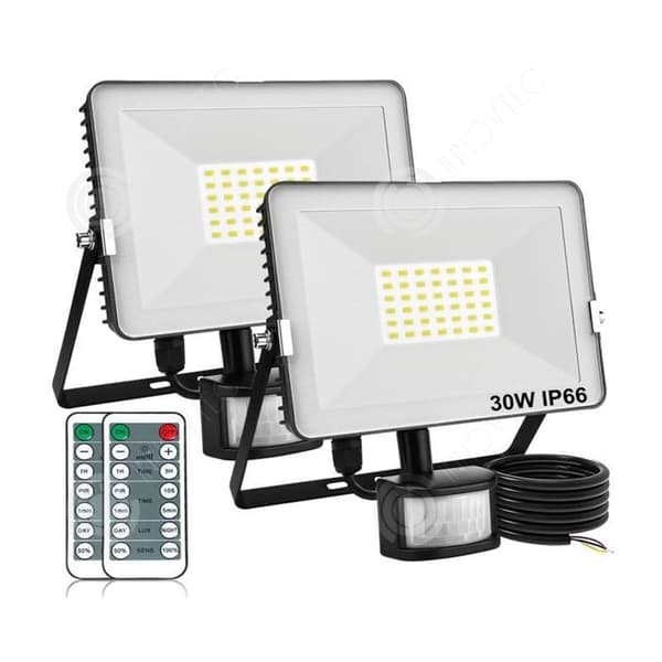 INN LED-projektor 2 st 30W IP66 med fjärrkontroll vattentät bärbar utomhusspot super ljus LED-projektor utomhusspot