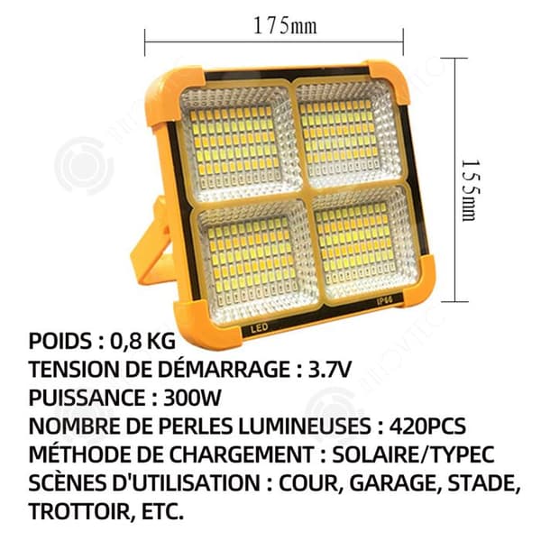 INN LED-strålkastare 300W IP66 Vattentät LED-strålkastare utomhus 3,7V Superbright utomhusstrålkastare 5 lägen för gårdsgaragestadioner Trädgård
