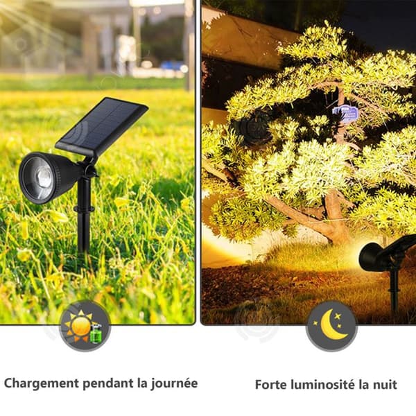 INN Solar spotlight IPX5 200LM med 2 justerbara lägen vattentät infälld solar spotlight belysning för stigar trädgård innergårdar sola beacon
